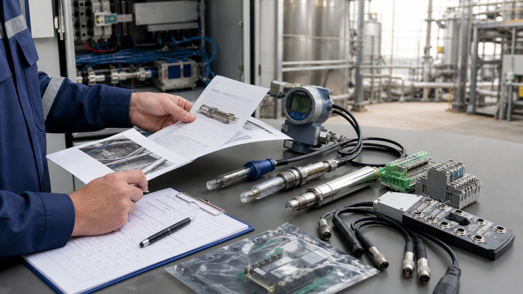 Process instrumentation maintenance with pH ORP sensors and RFQ records